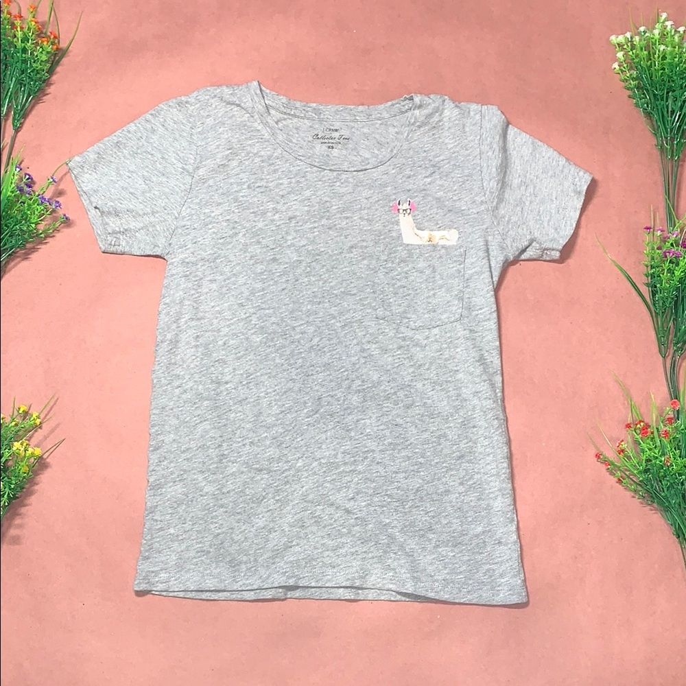 J. Crew Gray T-Shirt with Llama Accent